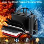 Tamfile Fireproof Document Box with Lock, Large Hard File Organizer, Black - Image 2