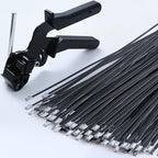 Stainless Steel Cable Tie Gun & 100pcs 12in Black Metal Zip Ties by Balabulala