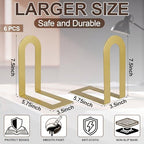 Chunful 6 Pcs Gold Metal BookEnds Shelves, 7.5 x 5.75 x 3.5 in - Image 4