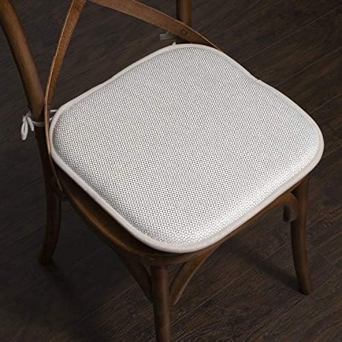 Sweet Home Collection Chair Cushion Memory Foam Pads with Ties Honeycomb Pattern Slip Non Skid Rubber Back Rounded Square 16" x 16" Seat Cover, 12 Count (Pack of 1) - Image 3