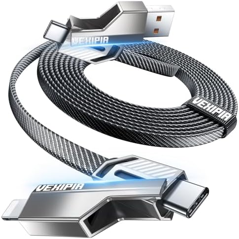 [Upgraded] 4-in-1 Long USB C Cable 60W 10FT Compatible with Lightning Cable by Vexipia