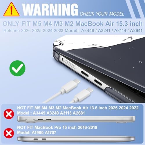 May Chen for MacBook Air 15 inch Case M5 M4 M3 M2 2026 2024-2023, Model A3448 A3241 A3114 A2941, Closes Seamlessly Hard Shell Laptop Cover with Keyboard Cover, Cute Astronaut - Image 2