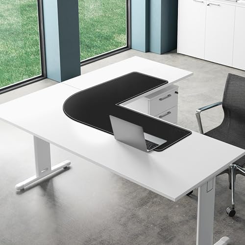 Mydours L-Shape Desk Pad, (38"+38") x13 Large PU Leather Corner Mat,Black - Image 3