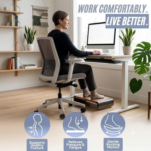 Tiel Ergonomic Wooden Foot Rest for Under Desk – Angled Leg Elevation Stool for Posture & Back Support on Hardwood & Carpet - Image 2