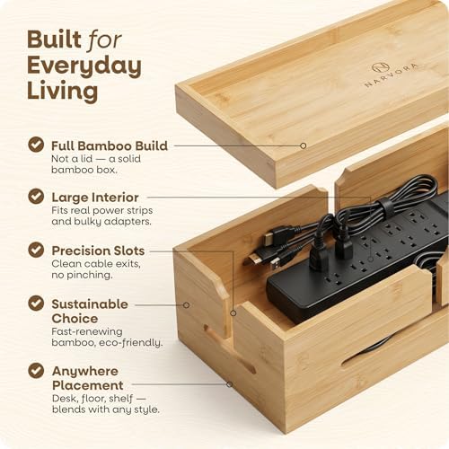 Cable Management Box, Large 13.4-Inch Cord Hider & Organizer Box - Image 5