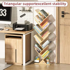 10 Tier Tree Book Shelf, Floor Standing Wood Bookshelf for Narrow Space - Image 5