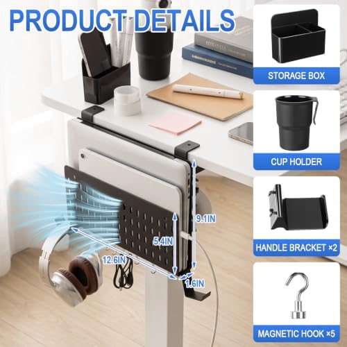 Desk Side Storage Organizer Set Fits Edge 0.2-2.2",Classic,Black - Image 2