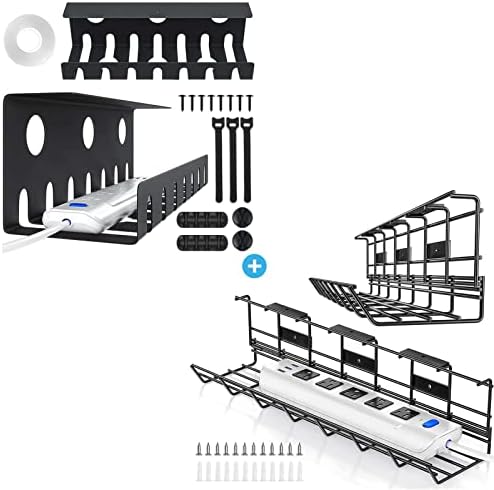 Bundle of Metal Foldable Cable Management Tray and Metal Cable Tray by DELAMU