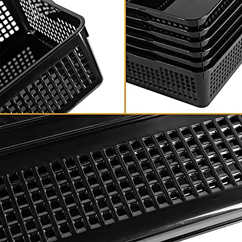 Eslite A4 Size Plastic Storage Basket,Desktop File Paper Letter Organizer Tray, 6-Packs (Black) - Image 3