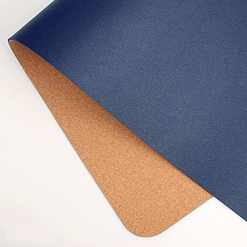 Ruby Lil Natural Cork & Leather Office Desk Mat, Dual Use Desk Matt for Desktop,Ultra Thin Waterproof PU Leather Mouse Pad,Working for Home Accessories,Navy,24"x 12" by RubyLil