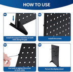 2Pcs Metal Pegboard Display Stand with 24 Peg Hooks for Craft Shows & Fairs,Black Jewelry Retail Display Rack for Selling Accessories,Display Stands for Earring,Pin Stands,Retail Vendors(16*12inch) - Image 3