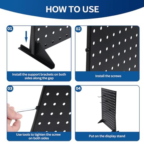 2Pcs Metal Pegboard Display Stand with 24 Peg Hooks for Craft Shows & Fairs,Black Jewelry Retail Display Rack for Selling Accessories,Display Stands for Earring,Pin Stands,Retail Vendors(16*12inch) - Image 3