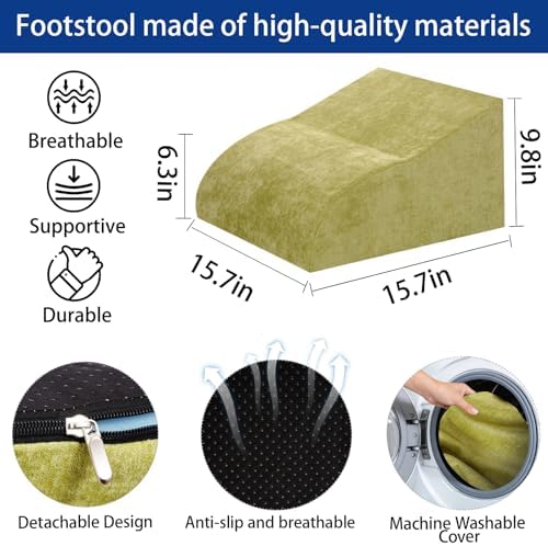 Foot Rest for Under Desk at Work, Ergonomic Under Desk Footrest with Washable Cover for Office, Home & Gaming Leg Elevation Pillow Fruit Green - Image 2