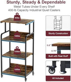 Extra Large Printer Stand with Wheels, 4-Tier Tall Printer Table, Printer and Shredder Stand with Storage Shelf for Home Office (Rustic Brown) - Image 2