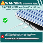 Case for MacBook Pro 13 inch M2 M1 2025-2022 2020 A2338 A2289 A2251, Plastic Hard Shell Laptop Case with Keyboard Cover, Trackpad Protector, 2 OTG Adapters, Blue Stripes - Image 4
