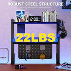 Metal Clamp On Desk Shelf,Storage Shelves with Pegboard and Pencil Holder - Image 3