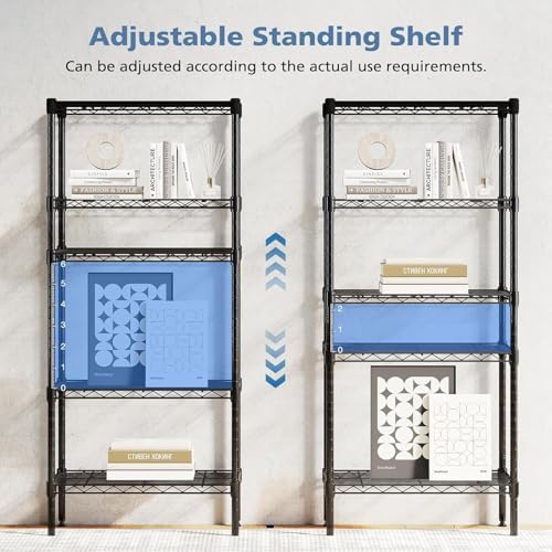 HealSmart 5-Tier Metal Wire Storage Shelves, Adjustable Standing Storage Rack Shelf, Heavy Duty Steel Shelving Unit Organizers for Kitchen Bathroom Pantry Garage, 23.3" W×13.4" D×60" H, Black - Image 6
