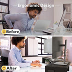 BONTEC Dual Monitor Stand Riser, Adjustable Length & Swivel Angle, Black - Image 4