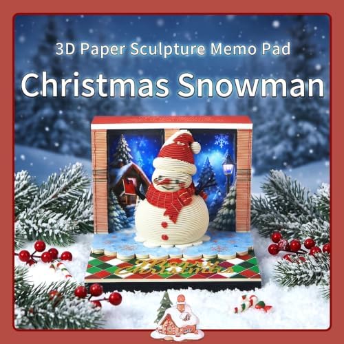 3D Calendar 2027,Time Piece Calendar 2027 With LED Lights,3D Art Calendar Memo Pad,Snowman Desktop Decoration,Tear-Away 3D Paper Art Notepad,Christmas Gift,New Year Gift(Cute Little Snowman) - Image 2