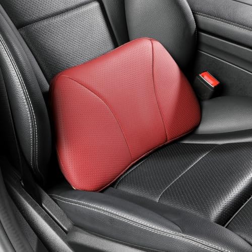 Genuine Leather Lumbar Support Pillow,Back Pain Relief Cushion,fits Tightly Around Waist,Real Cowhide,Memory Foam,fit Car Drive,Office Chair,Rest seat,Improve Posture,Portable,15.5''Lx 8.7''H by -----------------