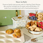 MACKENZIE-CHILDS Enamel Recipe Box, Gray-and-White Sterling Check - Image 2
