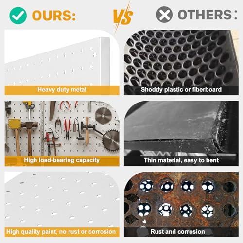 Peg Board, 2 Pack Metal Pegboard Panels White Pegboards Wall Organizer with Frame Large Heavy Duty Peg Board with Hooks for Walls Home, Garage Tool Storage, Office, Craft Room, Kitchen 24”×16” - Image 6