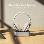 Headphone Charging Station for AirPods Max 1 & 2 - Magnetic Charger Dock with Lightning & USB-C Connectors, LED Indicator, Easy Drop-in Charging (Silver) - Image 7