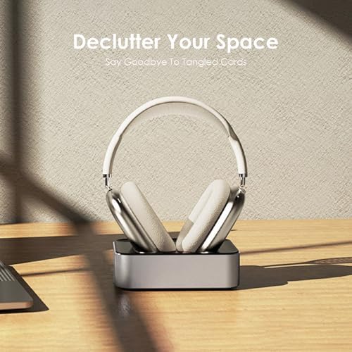 Headphone Charging Station for AirPods Max 1 & 2 - Magnetic Charger Dock with Lightning & USB-C Connectors, LED Indicator, Easy Drop-in Charging (Silver) - Image 7