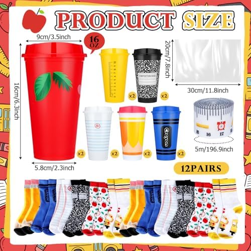 24 Pcs Back to School Teacher Gift Bulk Reusable 16 oz Teacher - Image 2