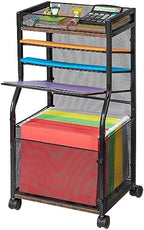 3IngSeagulls Rolling File Cart, 5-Tier Mobile Filing Cabinet on Lockable Wheels, Under Desk Storage, Mesh Sliding Hanging Folder, Office Storage & Organization Cabinet for Office, Home, and School by 3IngSeagulls