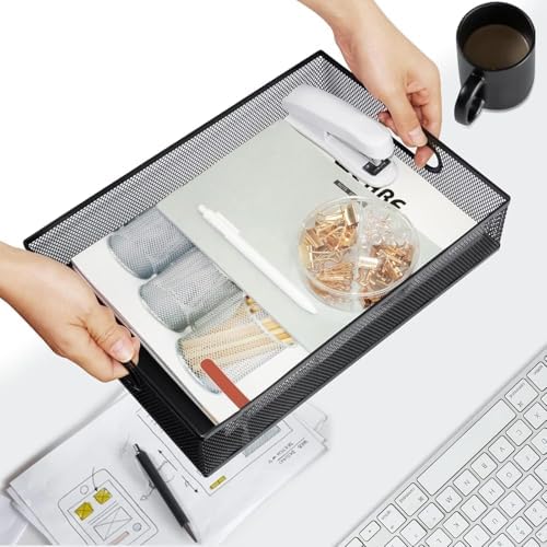 Neudeco Desk Drawer Organizer, 4 Pack Metal Mesh, Black - Image 5