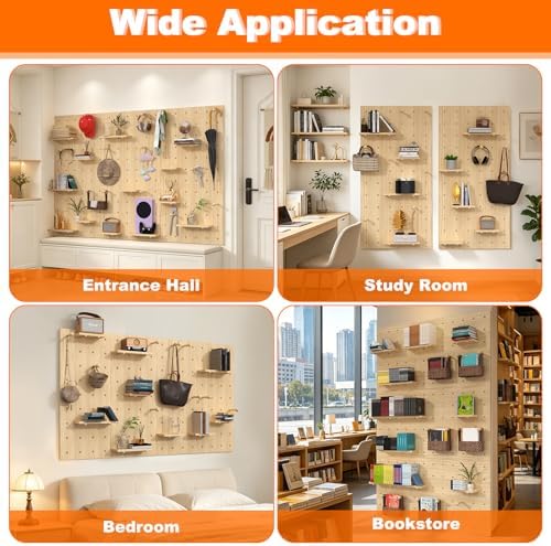 AMSXNOO Large Wood Pegboard Wall Organizer Kits, 31.5X70.9IN/80X180CM - Image 5