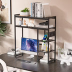 Aetheris Desktop Organizer Shelf, 30" Wooden Office Storage Rack with Outlets, Display Shelf Rack with Light Strip, 5 Tier Desktop Display Rac, Desk Shelf, Desk Hutch for Computer Monitor (Black) - Image 4