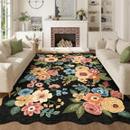 DUKINO 5x8 Washable Area Rug, Soft Floral Living Room Rug Non Slip, Black by DUKINO