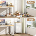 caktraie 8-Drawers Rolling Cart, Craft Storage Utility Cart, White layer - Image 5