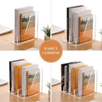 HeZone Acrylic Magazine Rack File Holder Desk Organizers and Storage 2-Pack Small Clear Acrylic Vertical Magazine Holder Book Stand for Office Desk - Image 7