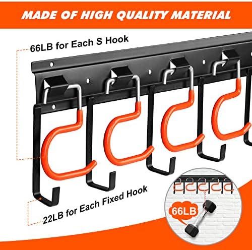 TVKB 68'' All Metal Garden Tool Organizer Adjustable Garage Tool Organizer Wall Mount Garage Organizers and Storage with Heavy Duty Hooks Tool Hangers for Garage Wall, Shed, Garden - Image 2