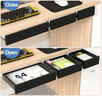 SVNNELP Under Desk Table Drawer Storage Organizer,3 Pack Large & Medium & Small Slide Out Desk Drawers - Hidden Desktop Organizer,Adhesive Storage Pencil Tray Under Table(BLACK/LMS) - Image 4
