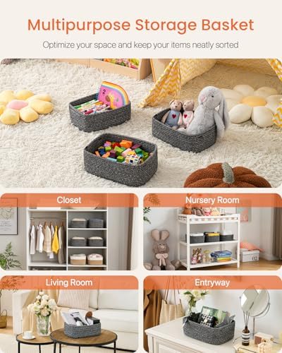 KALLAX Small Woven Storage Basket for Organizing, 12 x 8 x 4.5 inch, 3 Pack - Image 3
