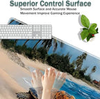 31.5"x 11.8" Oversized Gaming Mouse Pad Set, Ergonomic Keyboard and Mouse Wrist Rest + Cup Holder, Non-Slip Desktop Pad, Suitable for Home and Office Use, Sea Turtle Blue Sea Lighthouse - Image 4