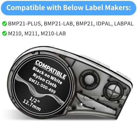 Replacement for M21-500-499 Black on White Nylon Cloth 1/2 Inch Label Tape - Image 2