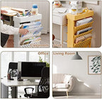 Yellow Rolling Office Paper Organizer, Mobile Book Cart Document Folder File Storage with Pen Holder, Slim Rolling Storage Cart Movable Bookshelf for Office, Dorm, Classroom, Nursery - Image 4