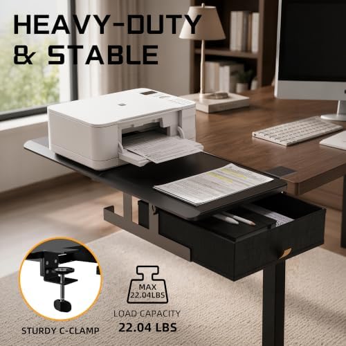 ETHU Desk Extender Tray with Storage Drawer, 25.6x11.4, Black - Image 3