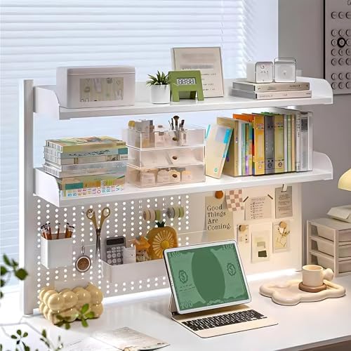 Clamp On Desk Organizer Shelf,White Desk Extender Pegboard Workstation,Computer Desk Accessories for Office, Privacy Panel for Gaming Desk,23.6/31.4/39.3in Desktop Shelving (white, 80cm/31.4in) - Image 2