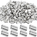 200 Pcs 3/16" Aluminum Crimping Loop Sleeve, Cable Crimps Ferrules, Silver by Yaocom