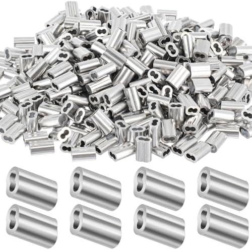 200 Pcs 3/16" Aluminum Crimping Loop Sleeve, Cable Crimps Ferrules, Silver by Yaocom