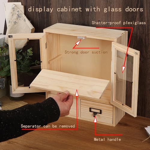 Narrow Vintage Pine Apothecary Cabinet 2 Door 2 Drawer Burlywood - Image 5