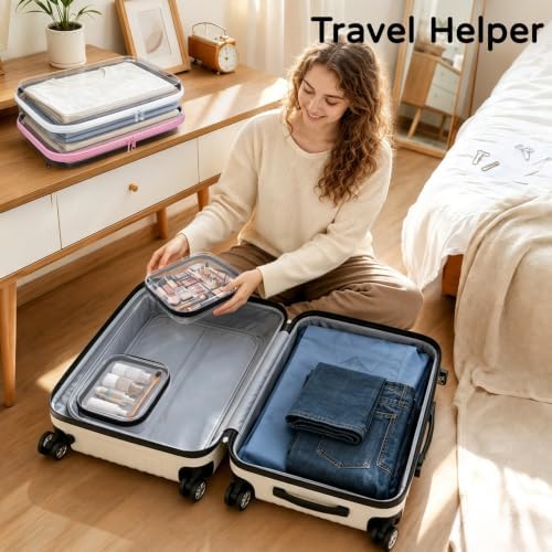 6 Pack Clear Hard Shell Zipper Case with Labels, 2S+2L+2XL - Image 5
