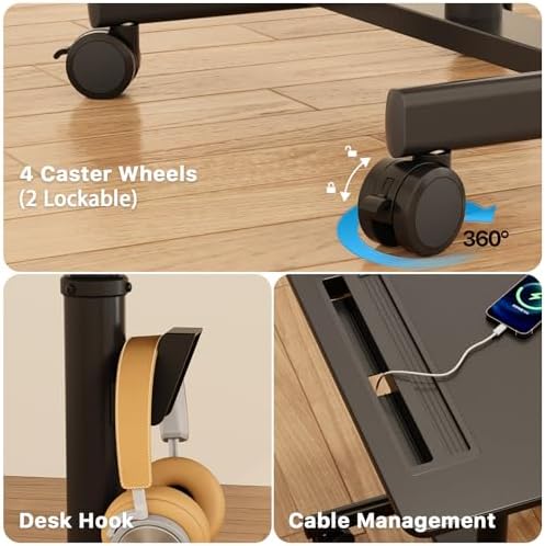 28" Mobile Standing Desk with Cup Holder & Widened Slots - Image 6
