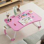 Lap Desk Bed Trays for Eating and Laptops Breakfast in Bed Tray for Sofa/Couch/Study/Reading/Writing with Cup Holder/Drawer On Low Sitting Floor Large Portable Foldable (Pink) - Image 5